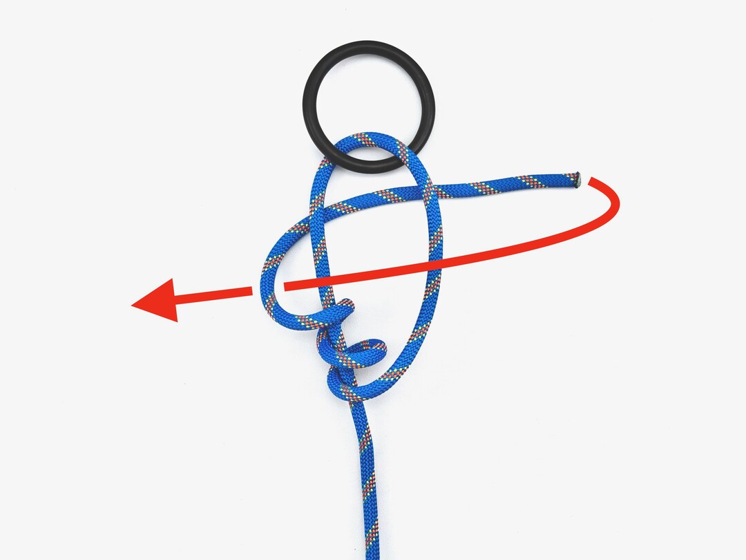 Step 3 of tying the Adjustable Grip Hitch knot - detailed visual instruction