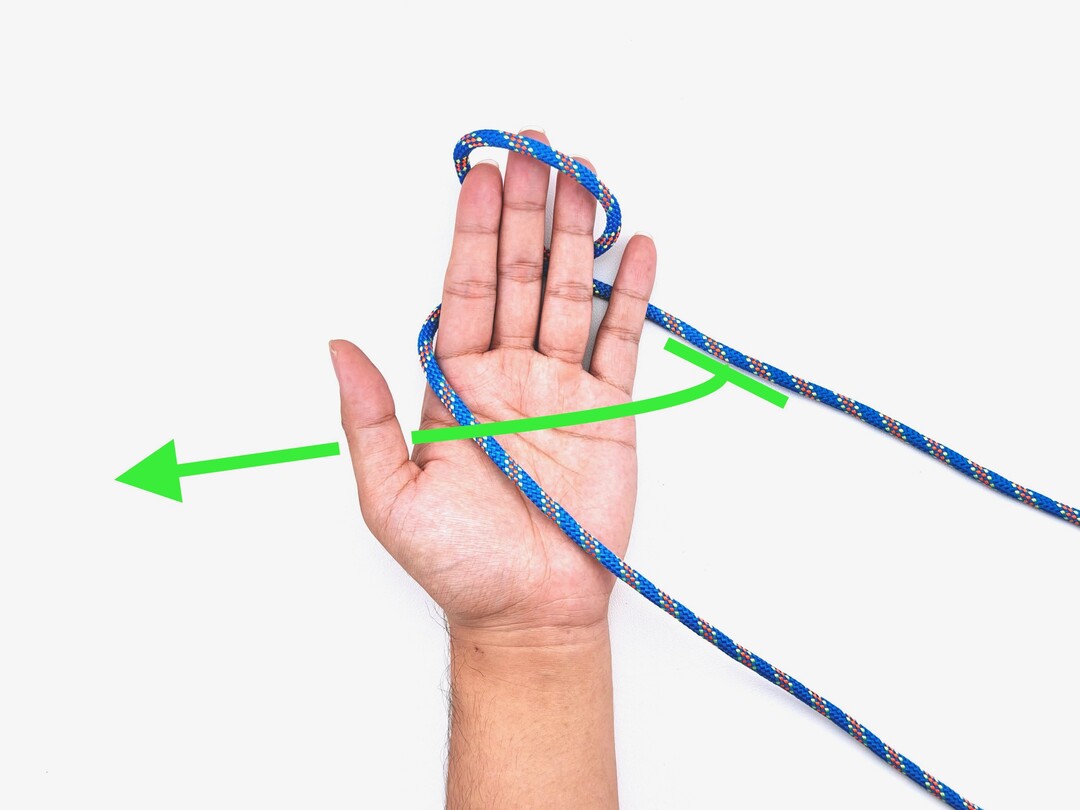 Step 3 of tying the Alpine Butterfly Loop knot - detailed visual instruction