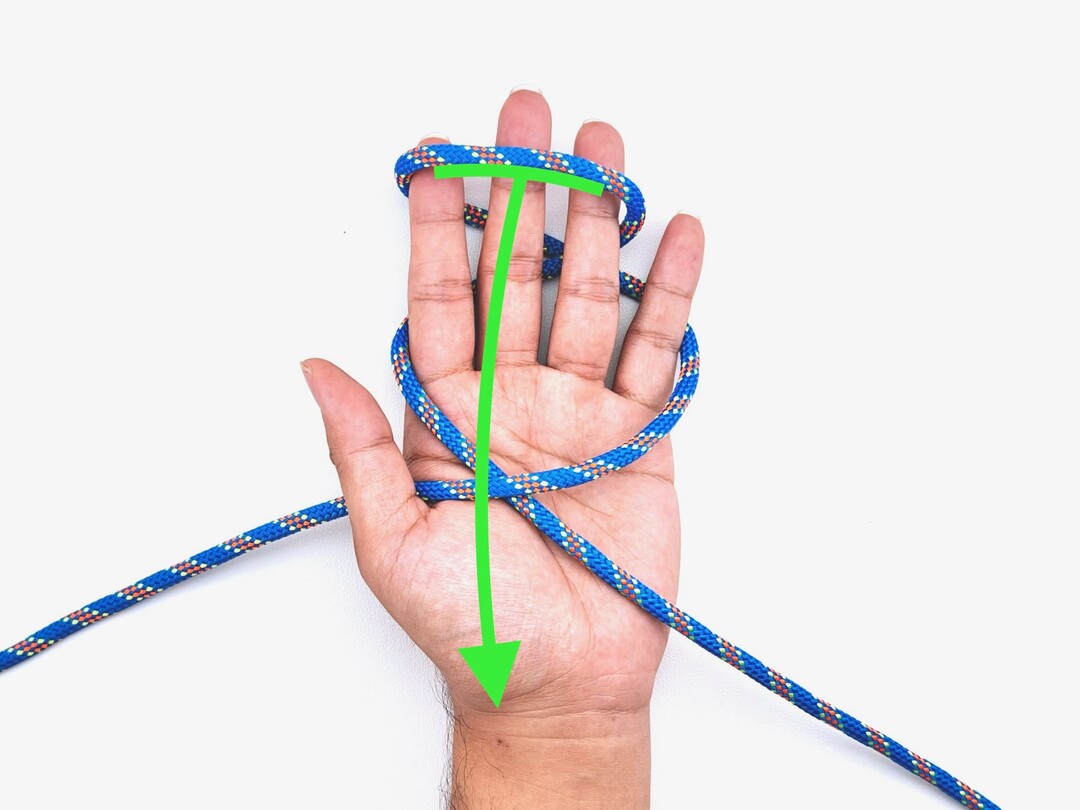 Step 4 of tying the Alpine Butterfly Loop knot - detailed visual instruction