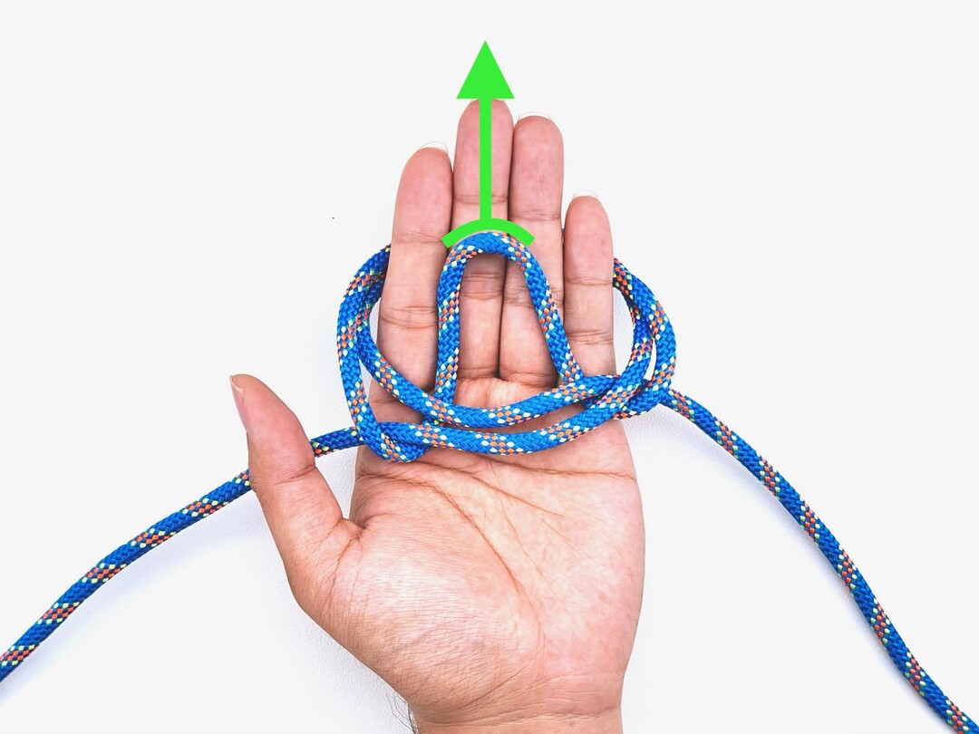 Step 6 of tying the Alpine Butterfly Loop knot - detailed visual instruction