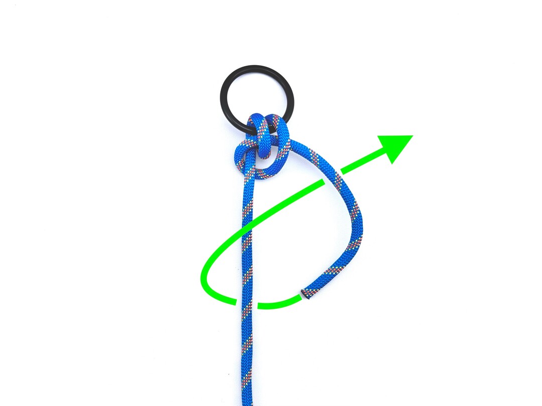 Step 3 of tying the Anchor Hitch knot - detailed visual instruction
