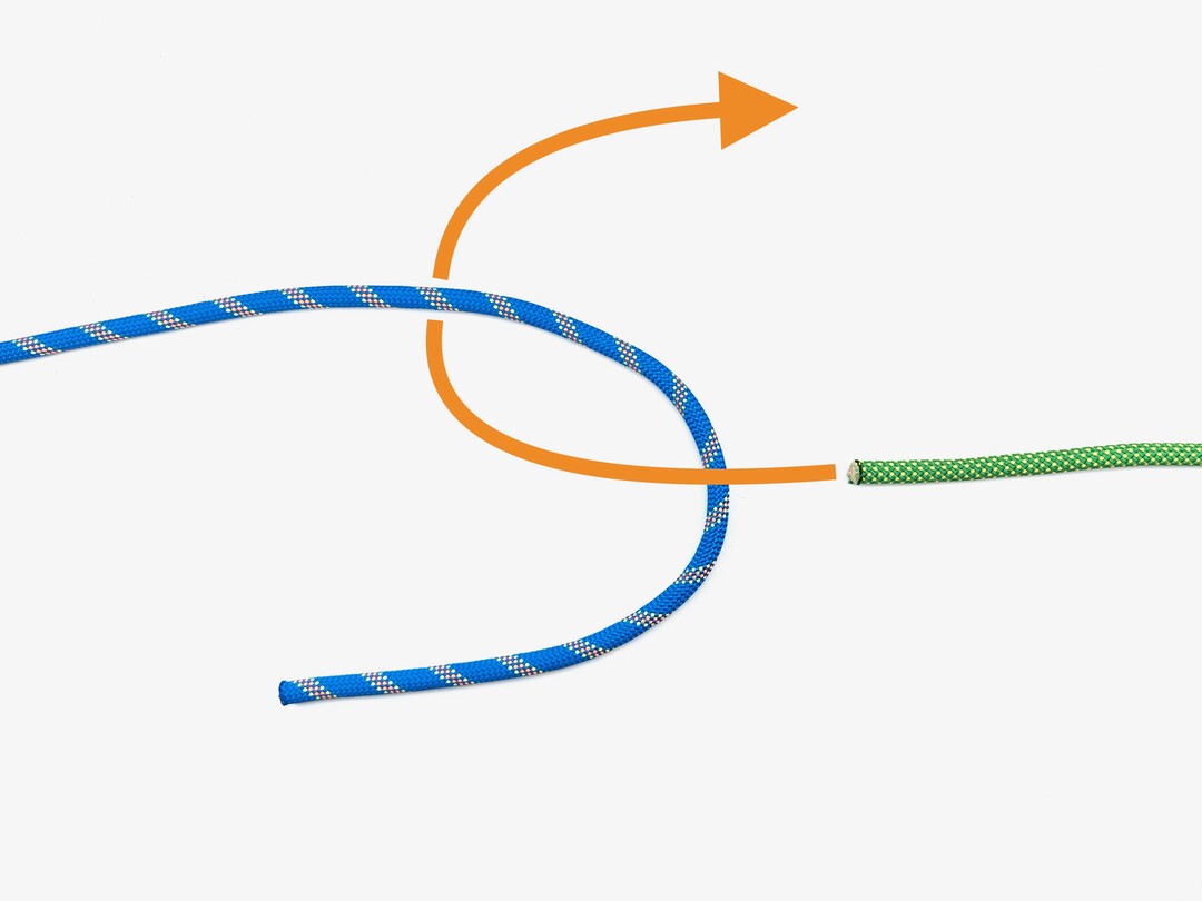 Step 2 of tying the Ashley's Bend knot - detailed visual instruction