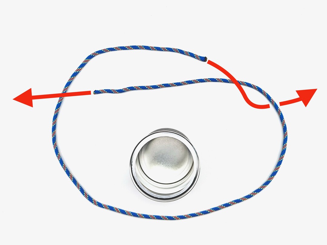 Step 1 of tying the Barrel Hitch knot - detailed visual instruction