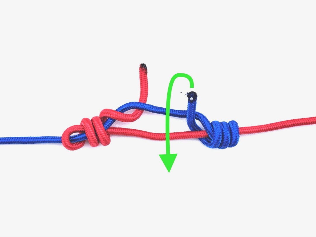 Step 8 of tying the Blood Knot knot - detailed visual instruction