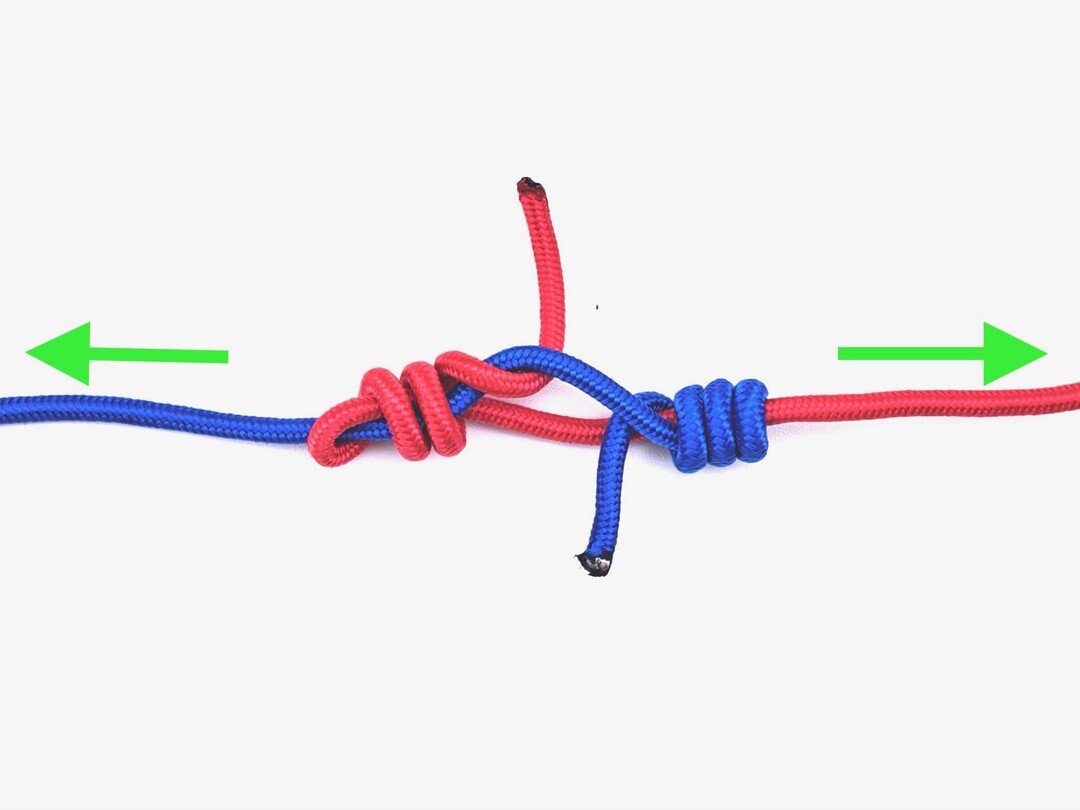 Step 9 of tying the Blood Knot knot - detailed visual instruction