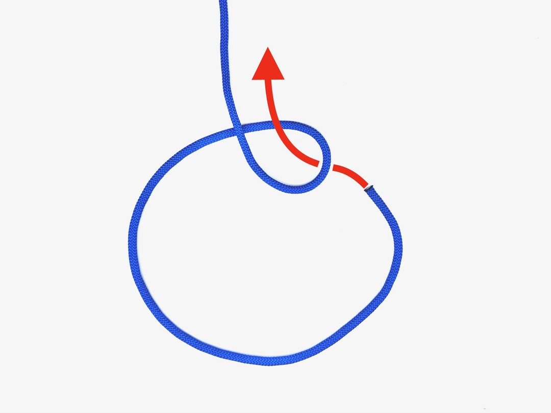Step 1 of tying the Bowline (One Hand) knot - detailed visual instruction