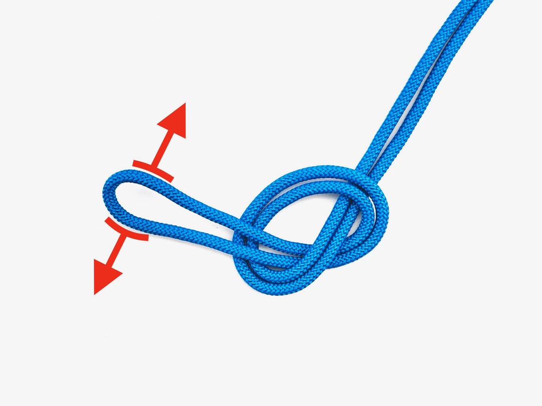 Step 3 of tying the Bowline on the Bight knot - detailed visual instruction