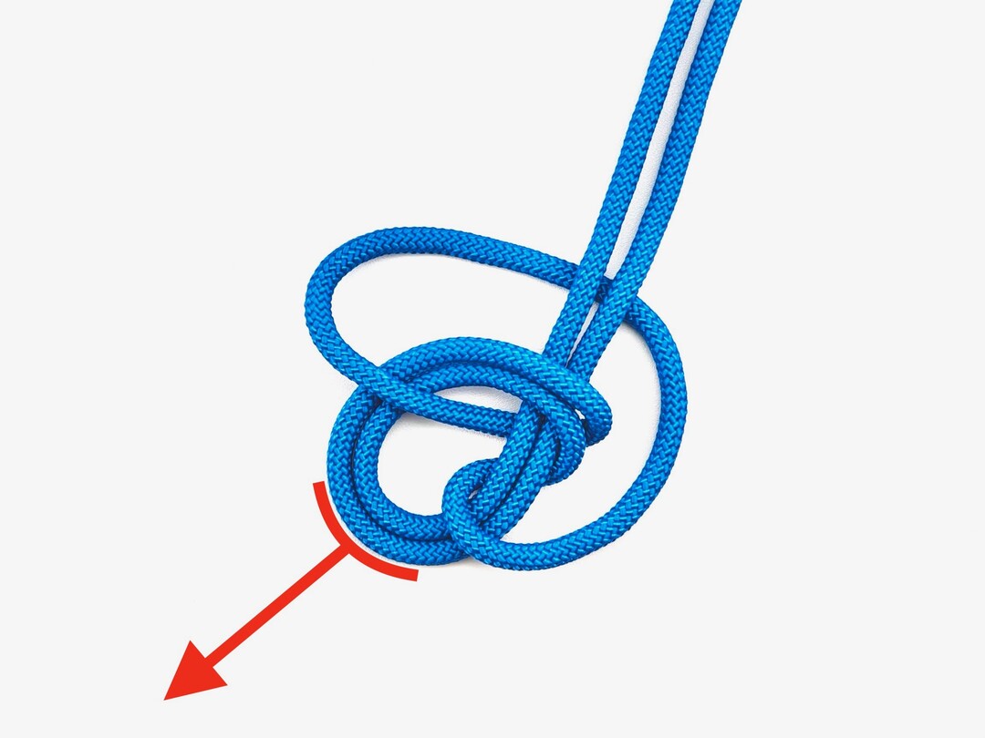 Step 6 of tying the Bowline on the Bight knot - detailed visual instruction