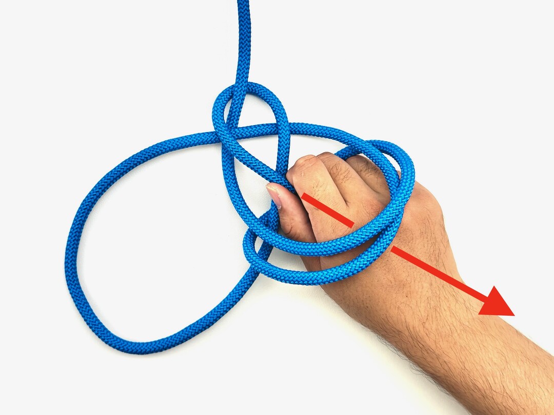 Step 10 of tying the Double Bowline knot - detailed visual instruction