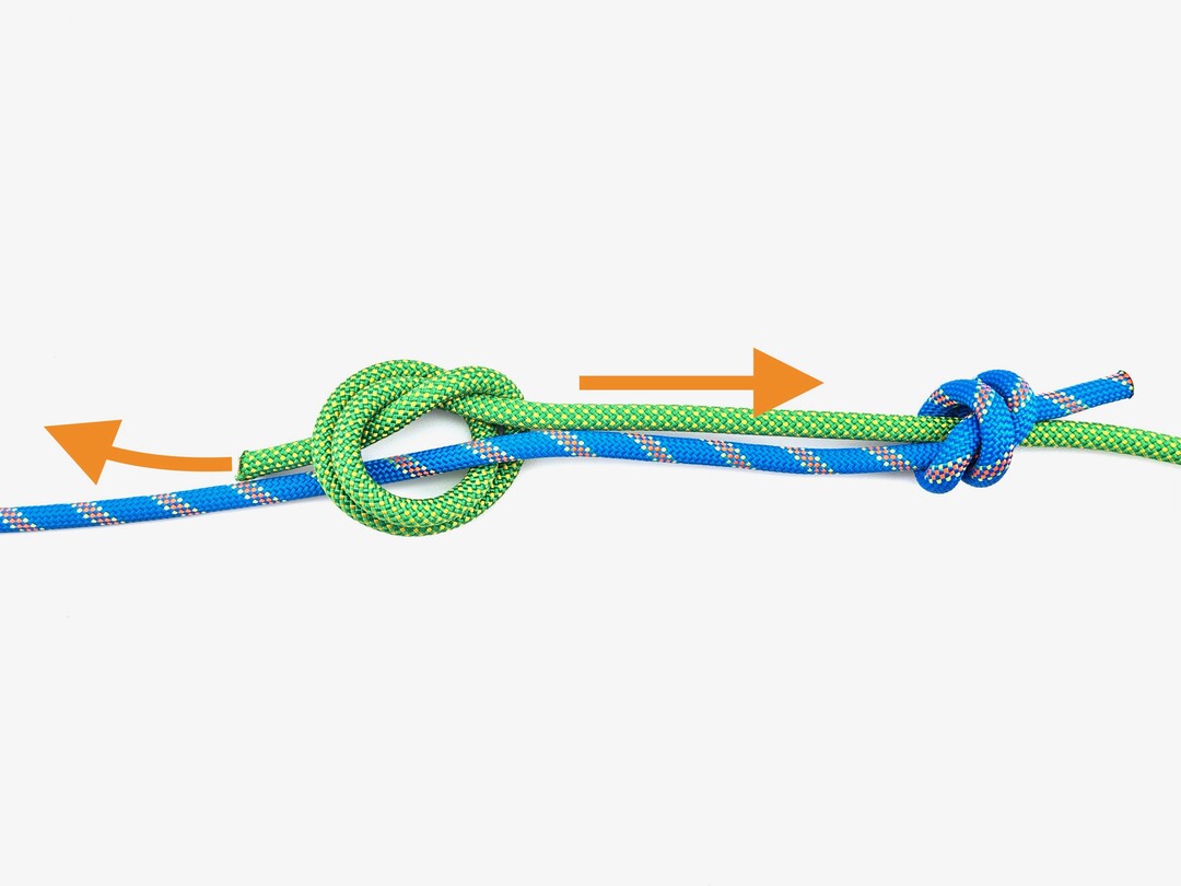Step 9 of tying the Double Fisherman's Knot knot - detailed visual instruction