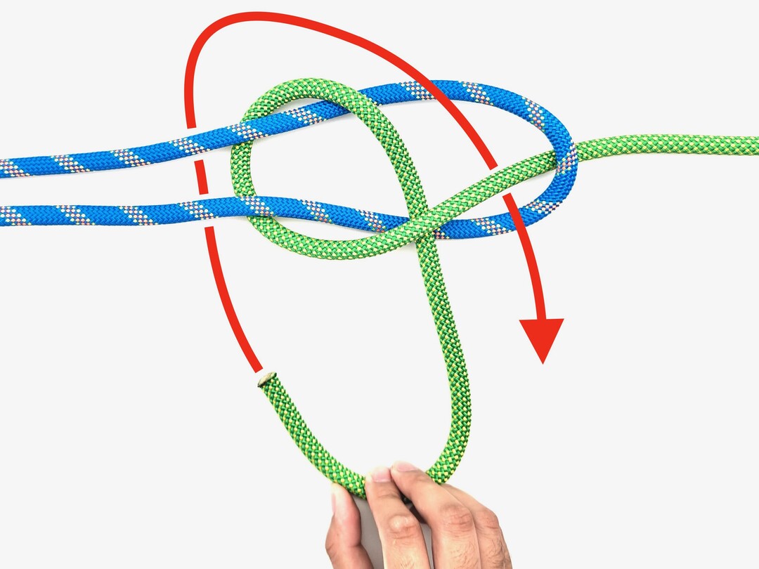 Step 5 of tying the Double Sheet Bend knot - detailed visual instruction