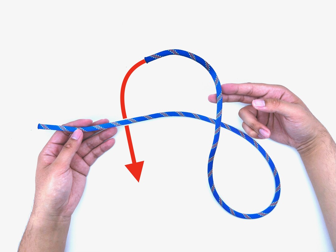 Step 3 of tying the Figure Eight knot - detailed visual instruction