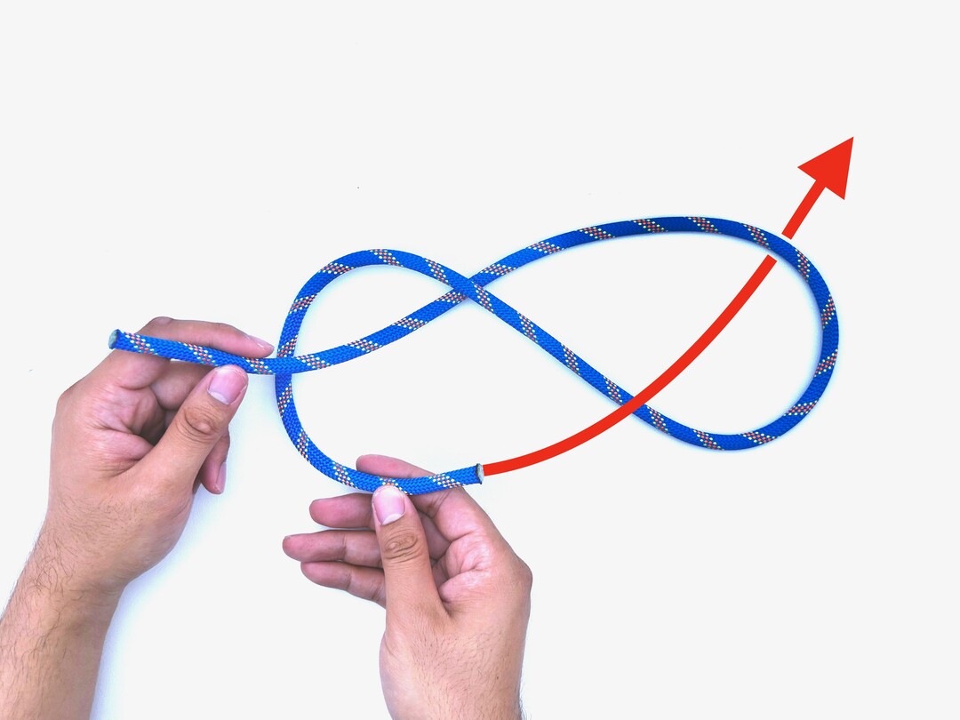 Step 4 of tying the Figure Eight knot - detailed visual instruction