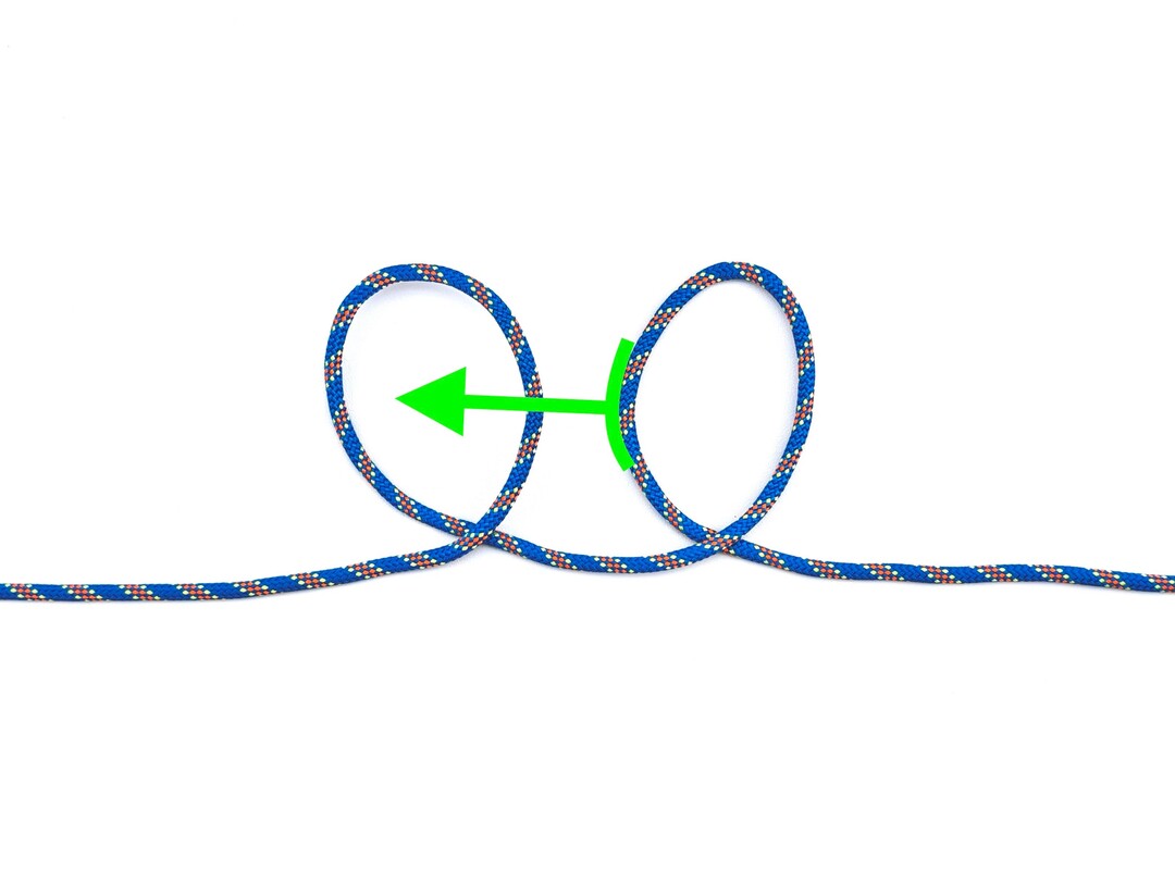 Step 2 of tying the Fireman's Chair knot - detailed visual instruction