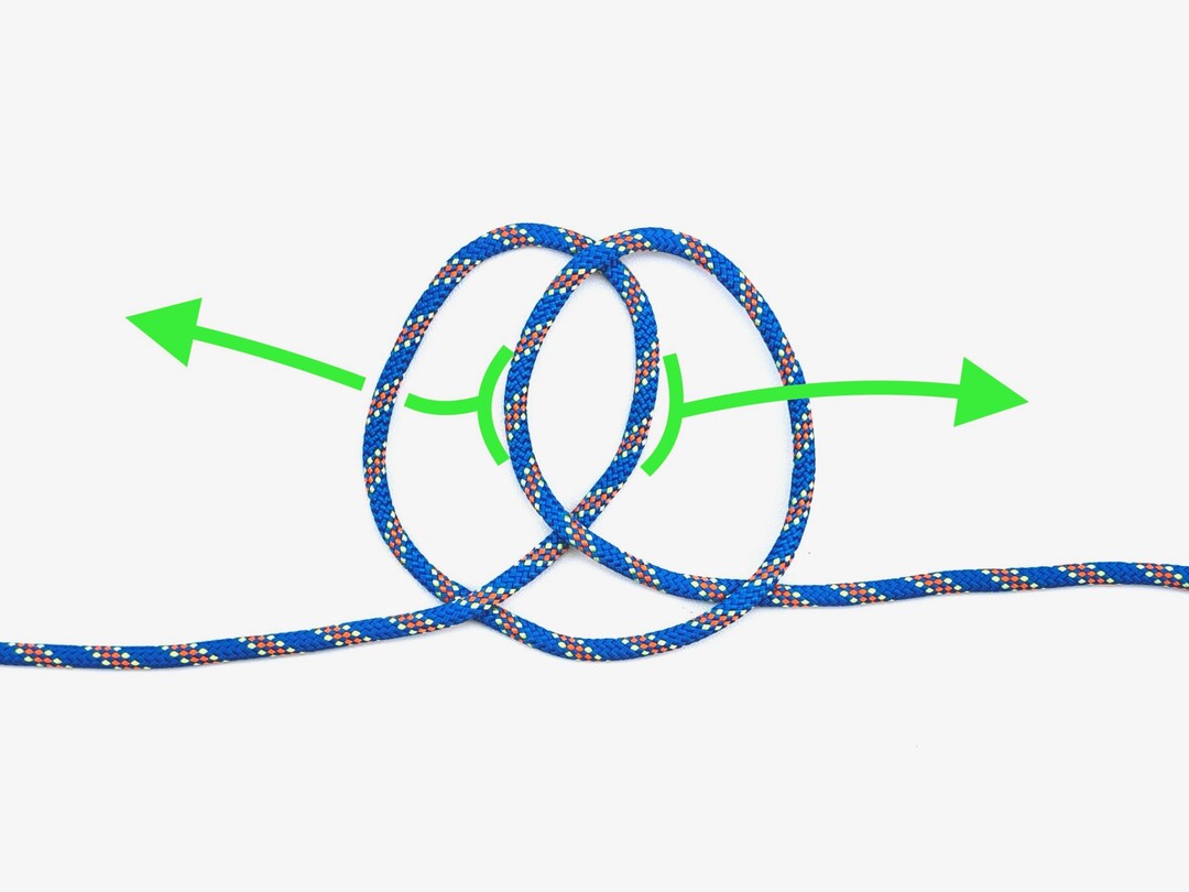 Step 3 of tying the Fireman's Chair knot - detailed visual instruction