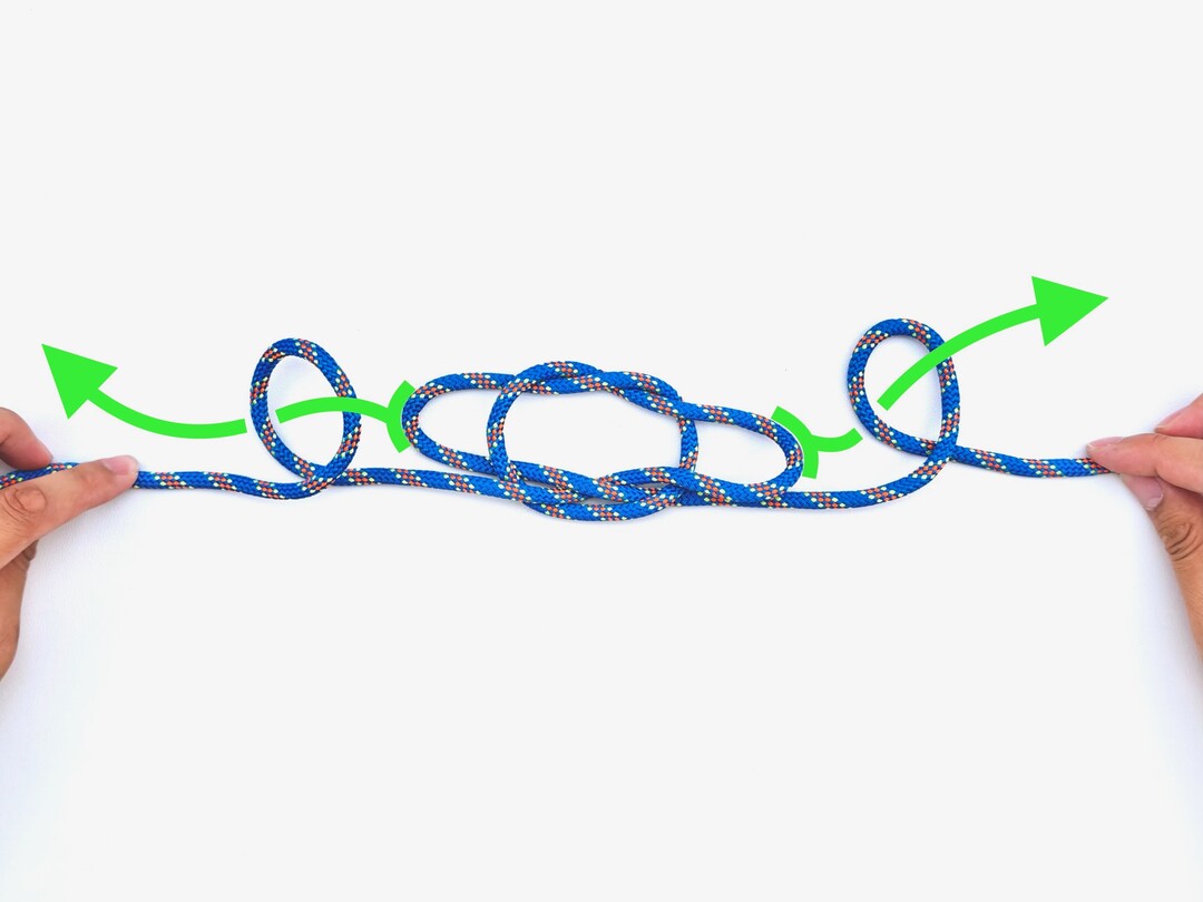 Step 5 of tying the Fireman's Chair knot - detailed visual instruction
