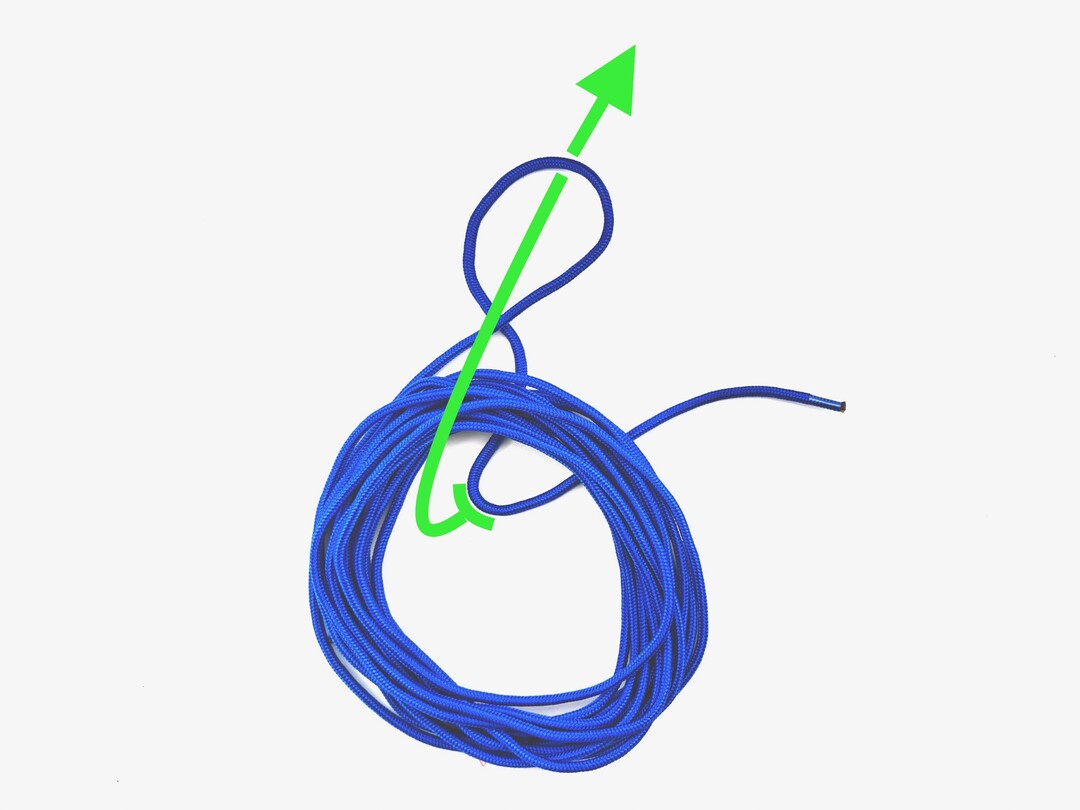 Step 3 of tying the Fireman's Coil knot - detailed visual instruction