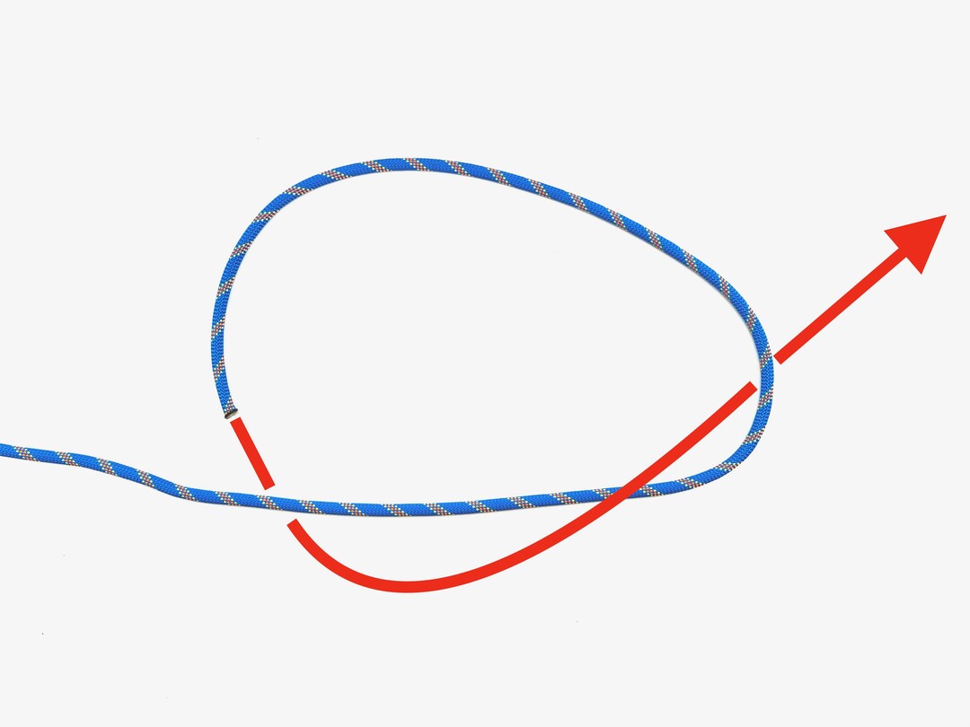 Step 2 of tying the Fisherman's Loop knot - detailed visual instruction