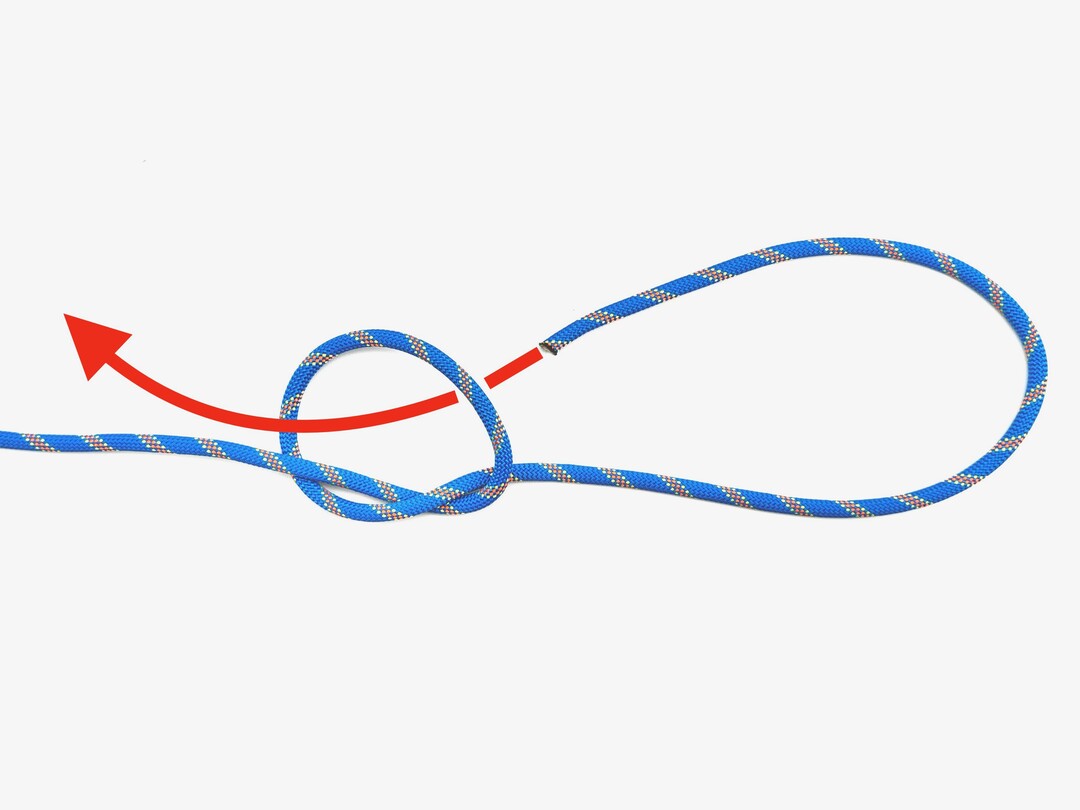 Step 3 of tying the Fisherman's Loop knot - detailed visual instruction