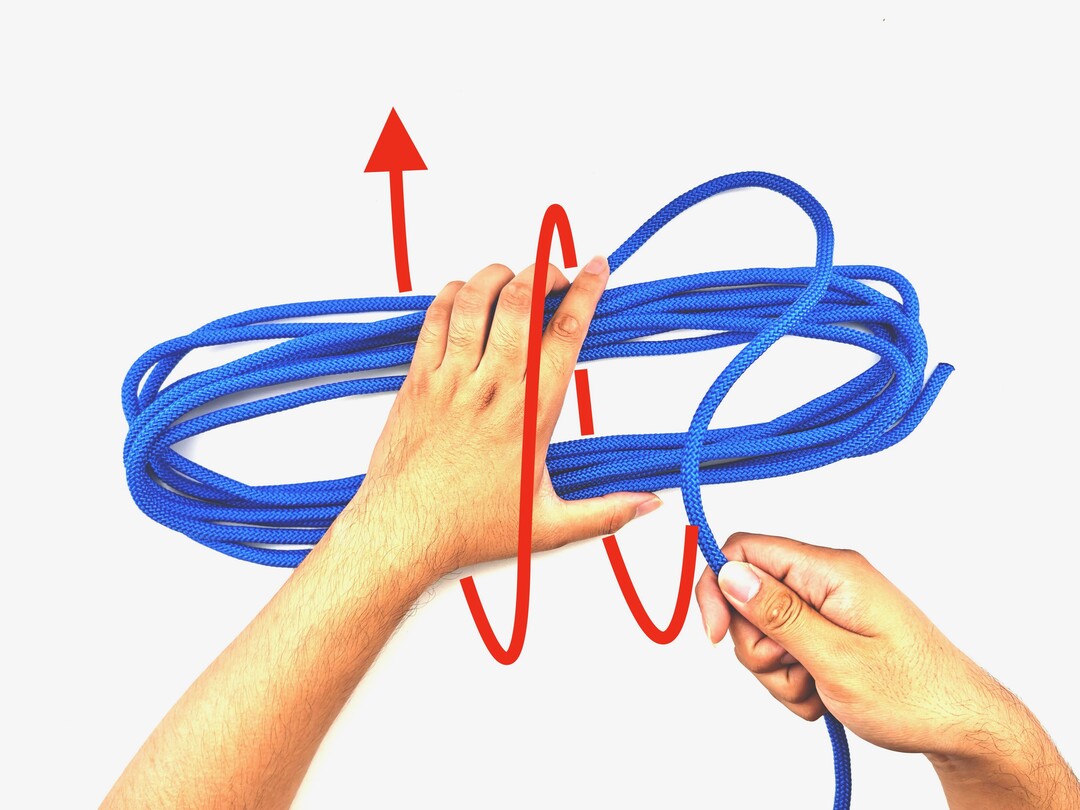 Step 4 of tying the Gasket Coil knot - detailed visual instruction