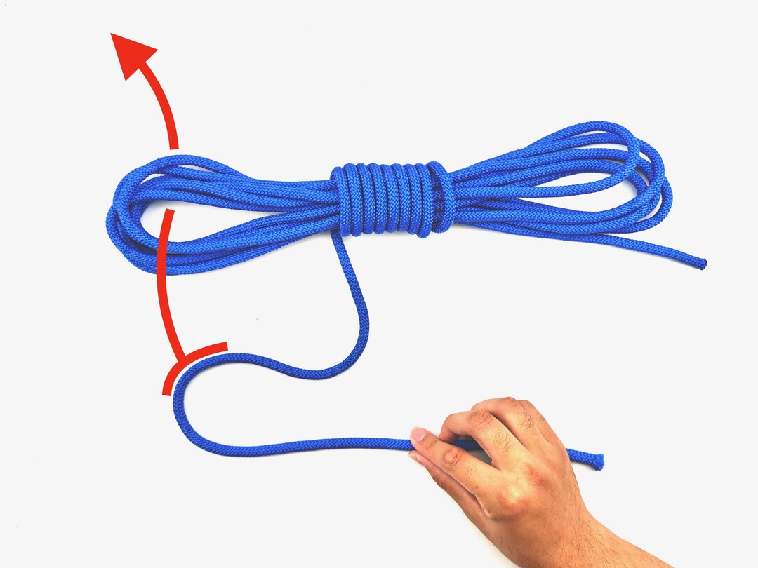 Step 6 of tying the Gasket Coil knot - detailed visual instruction
