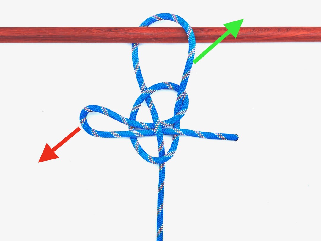 Step 3 of tying the Mooring Hitch knot - detailed visual instruction