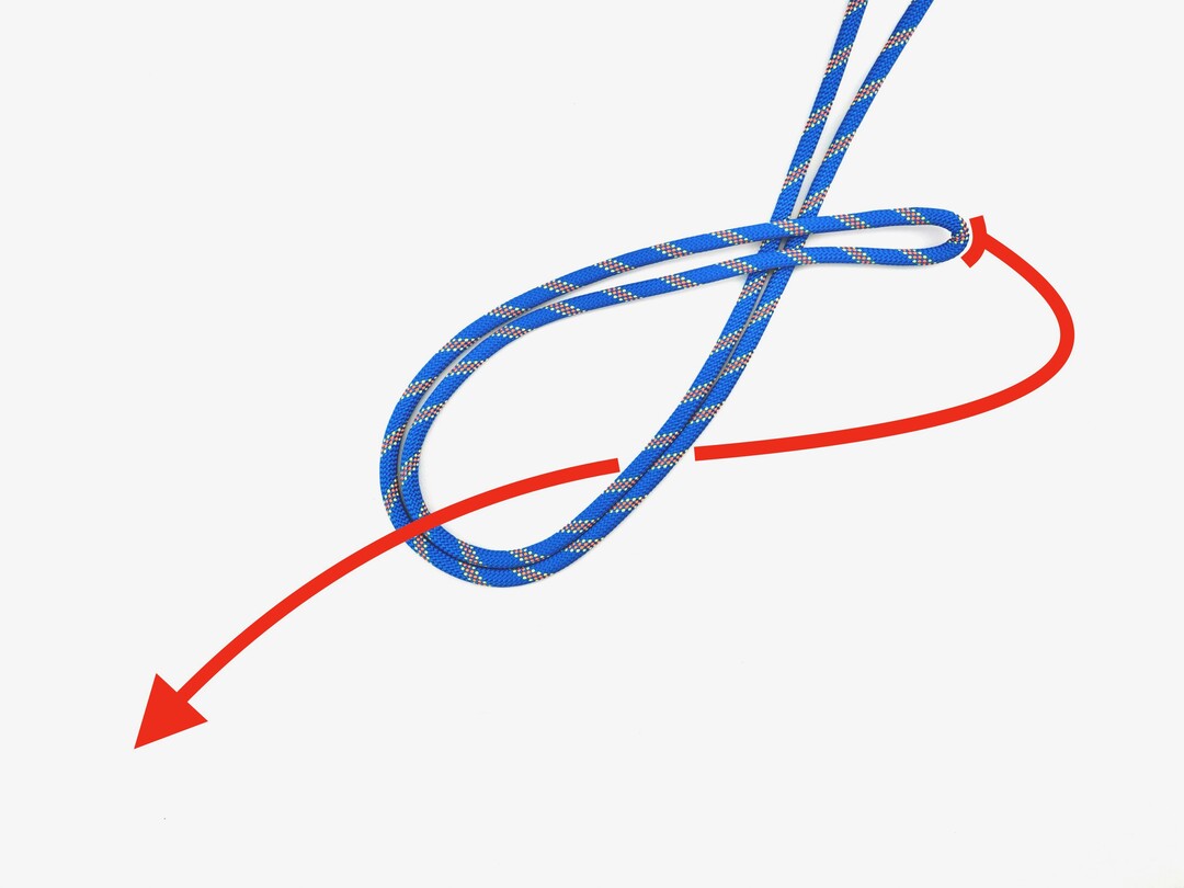 Step 1 of tying the Overhand Loop knot - detailed visual instruction