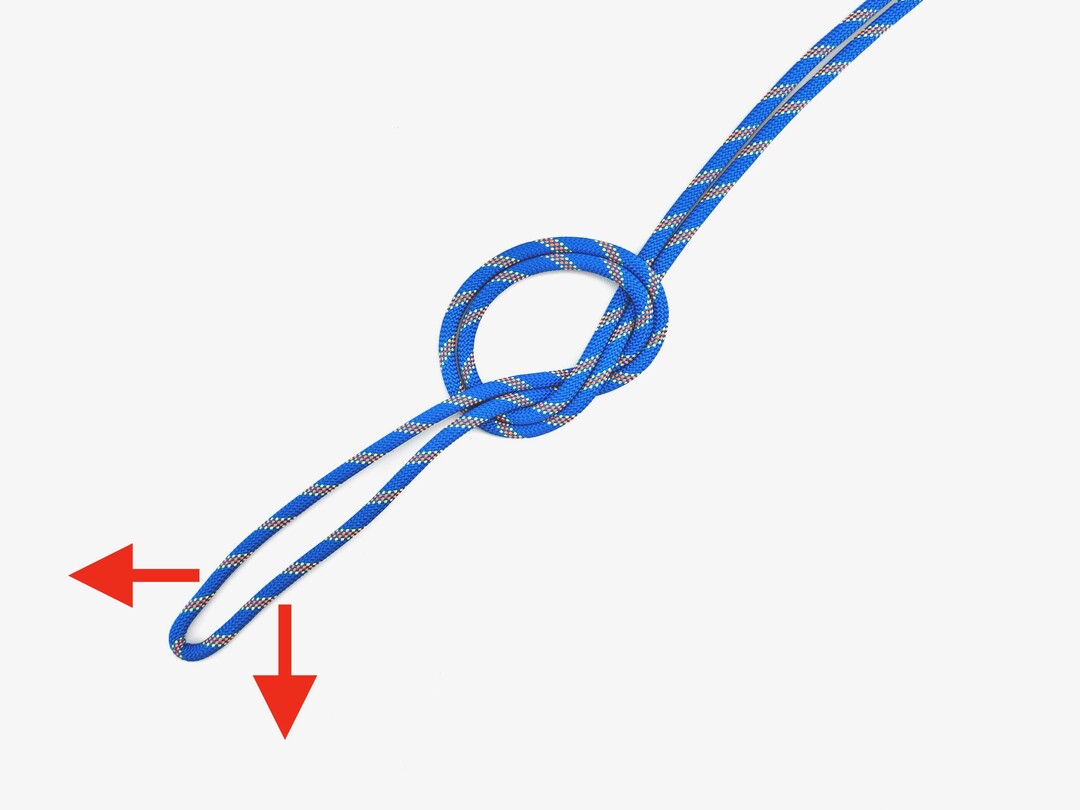 Step 2 of tying the Overhand Loop knot - detailed visual instruction