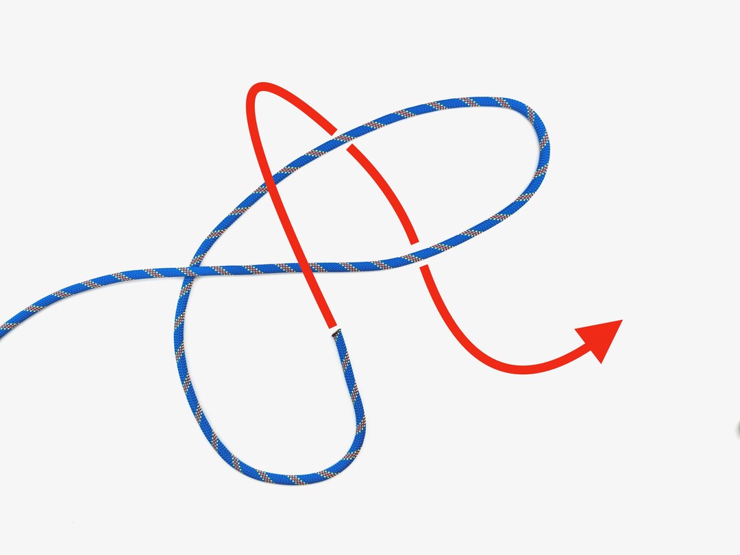 Step 3 of tying the Poacher's Knot knot - detailed visual instruction