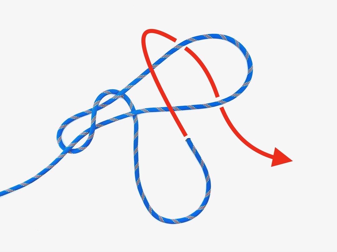 Step 4 of tying the Poacher's Knot knot - detailed visual instruction