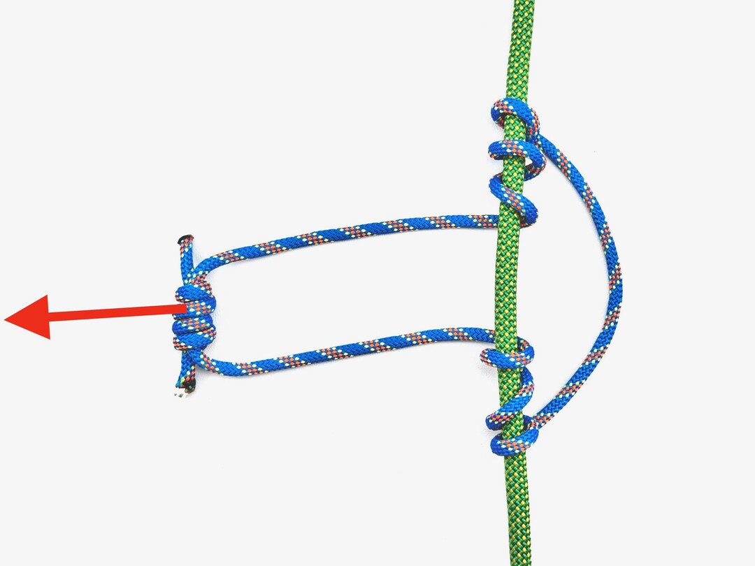 Step 5 of tying the Prusik Knot knot - detailed visual instruction