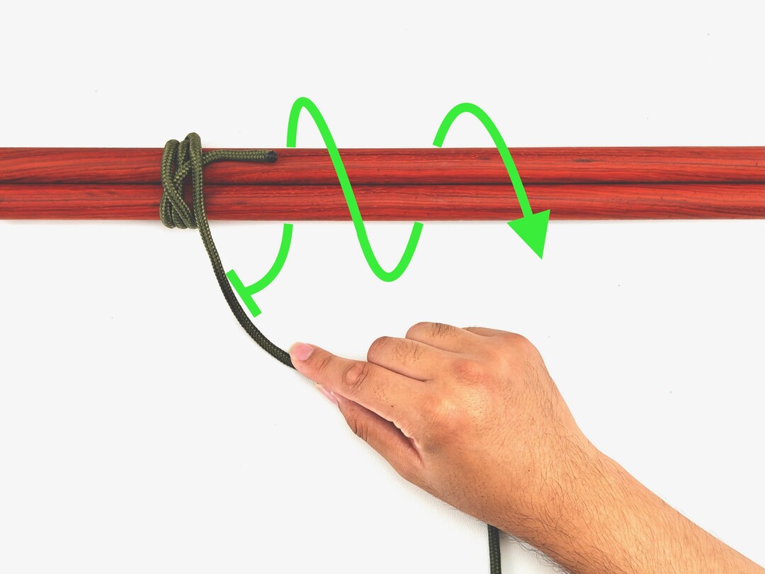 Step 4 of tying the Shear Lashing knot - detailed visual instruction
