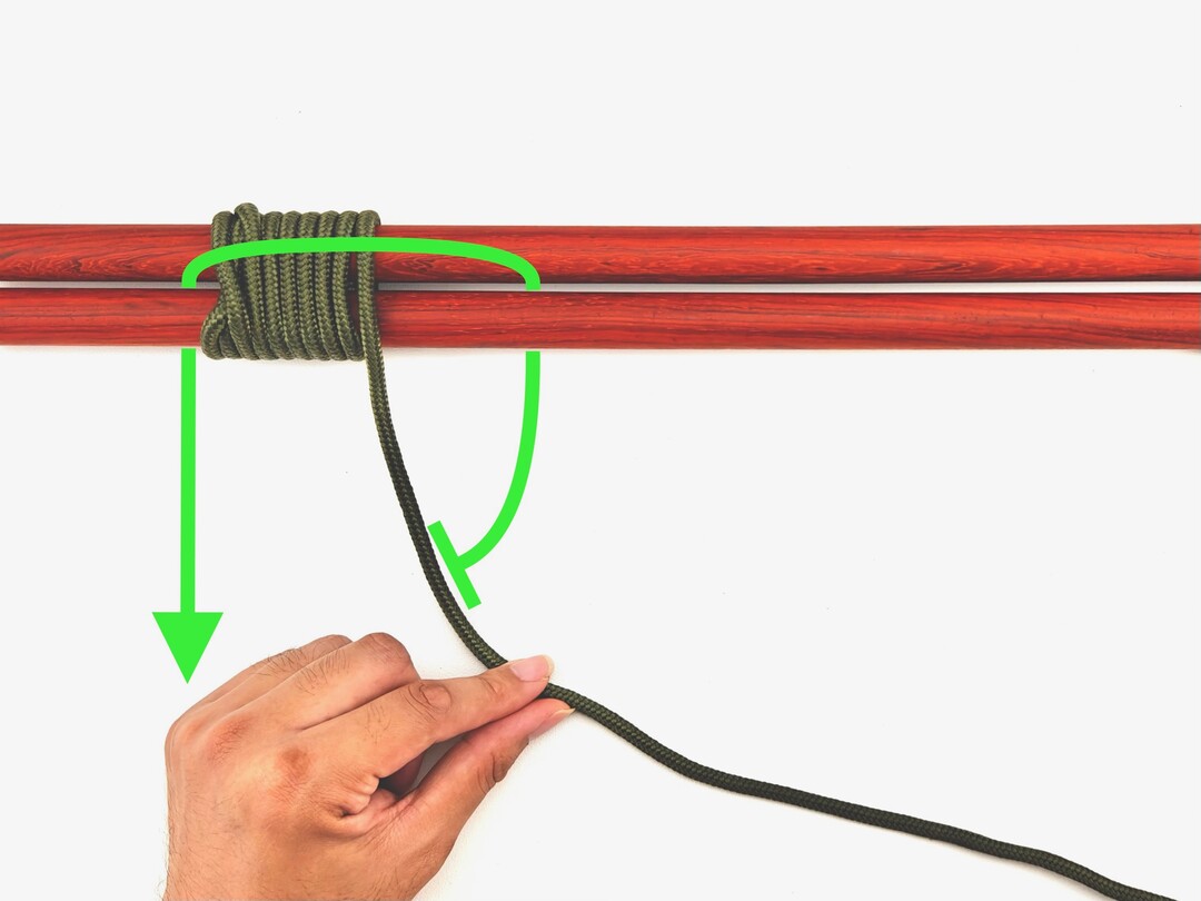 Step 5 of tying the Shear Lashing knot - detailed visual instruction
