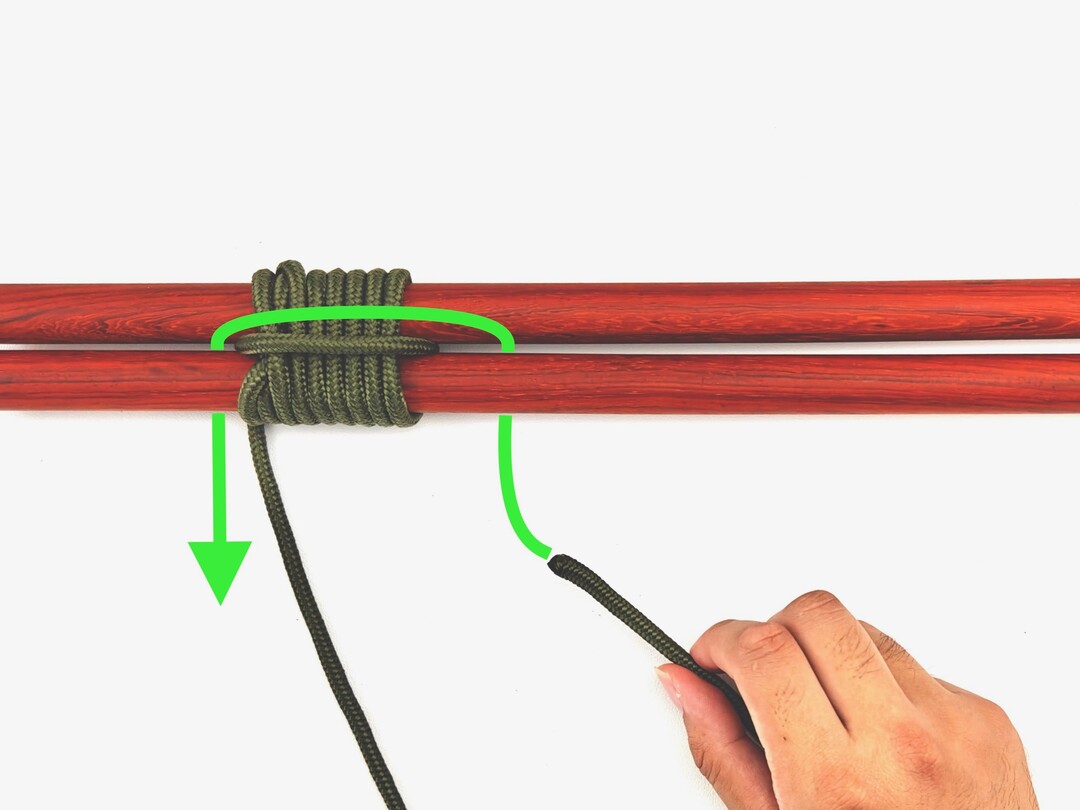 Step 6 of tying the Shear Lashing knot - detailed visual instruction