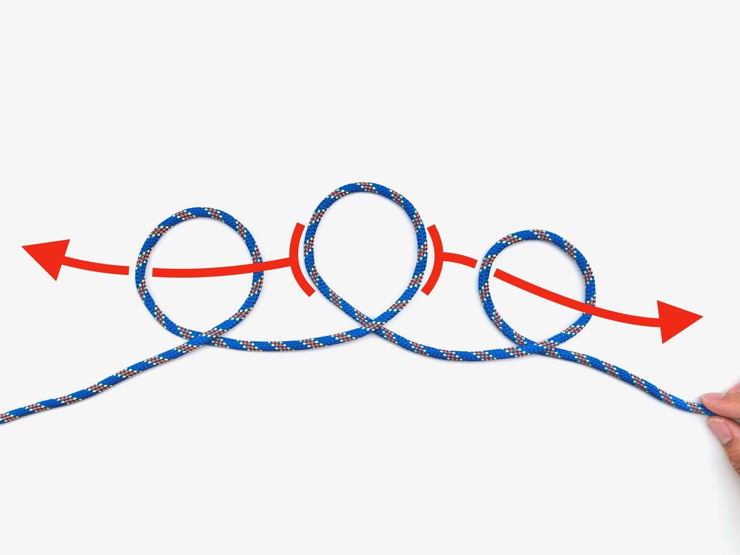Step 2 of tying the Sheepshank knot - detailed visual instruction