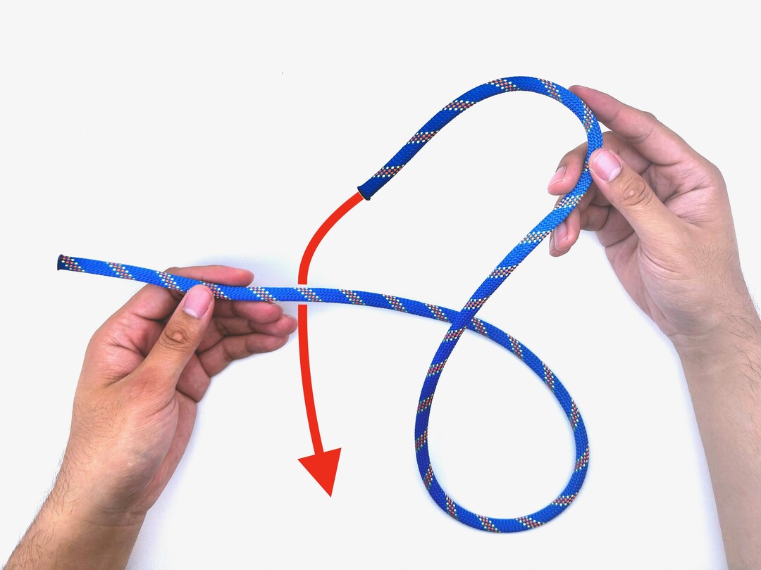 Step 2 of tying the Slipped Figure Eight knot - detailed visual instruction