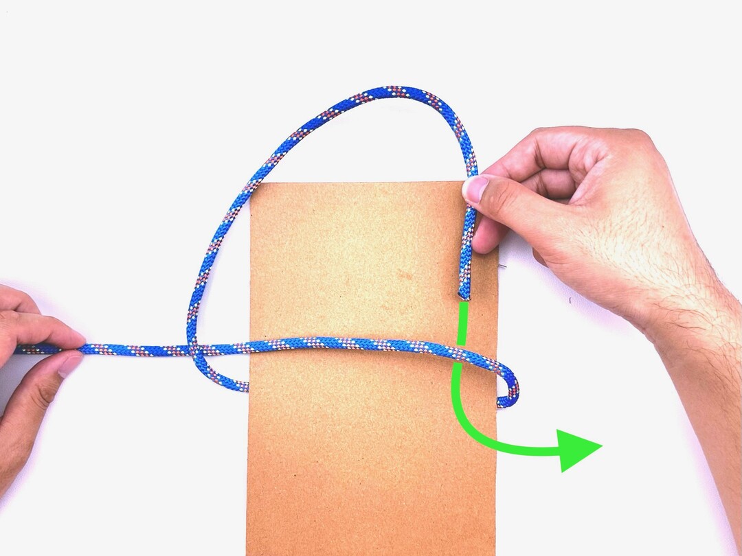 Step 2 of tying the Slipped Square Knot Doubled knot - detailed visual instruction