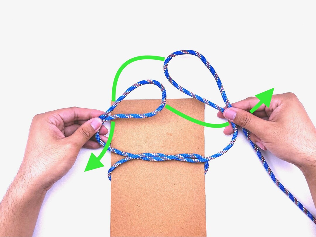 Step 4 of tying the Slipped Square Knot Doubled knot - detailed visual instruction