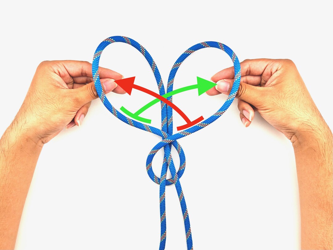 Step 9 of tying the Spanish Bowline knot - detailed visual instruction