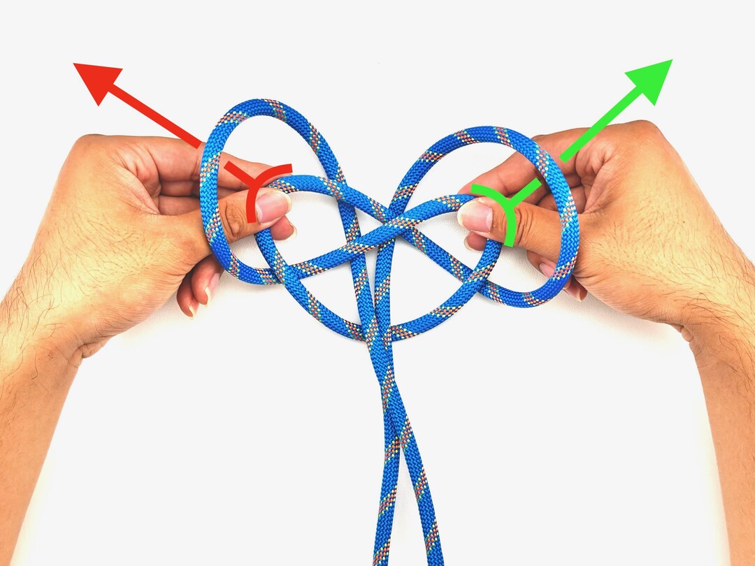Step 10 of tying the Spanish Bowline knot - detailed visual instruction