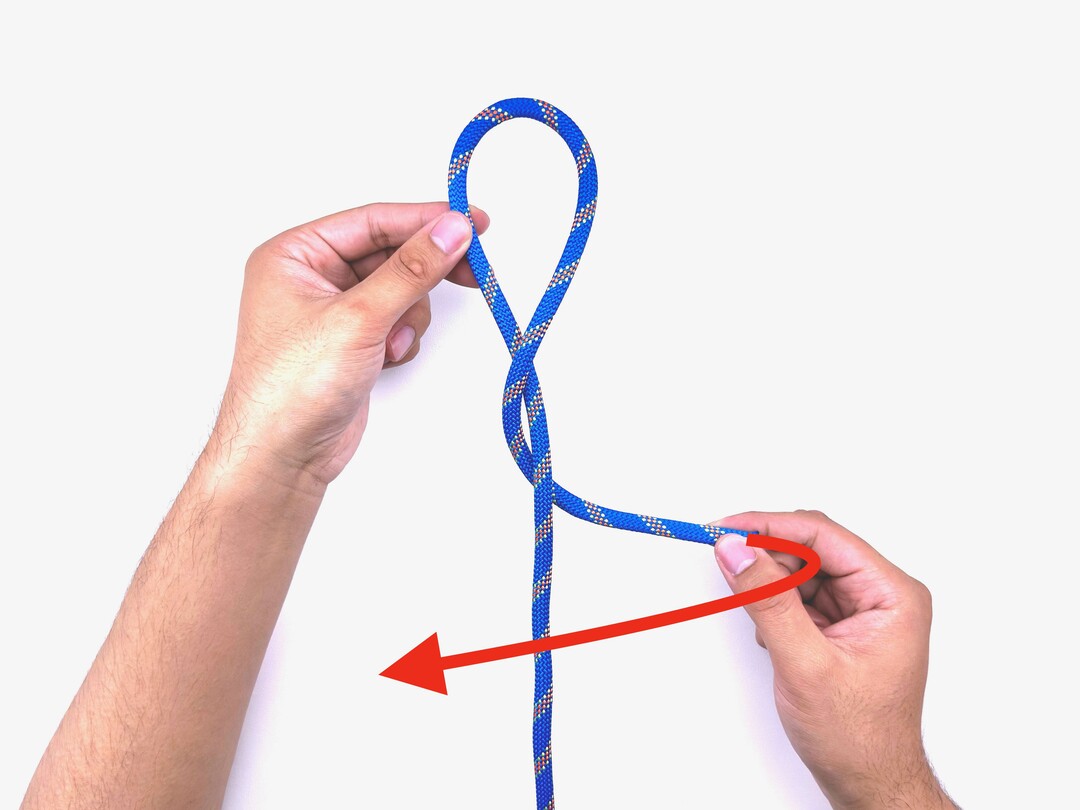 Step 5 of tying the Stevedore Knot knot - detailed visual instruction