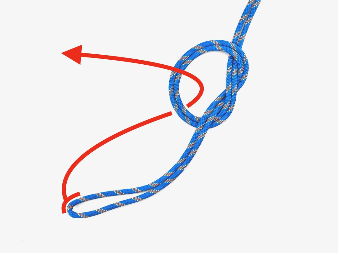Step 2 of tying the Surgeon's Loop knot - detailed visual instruction