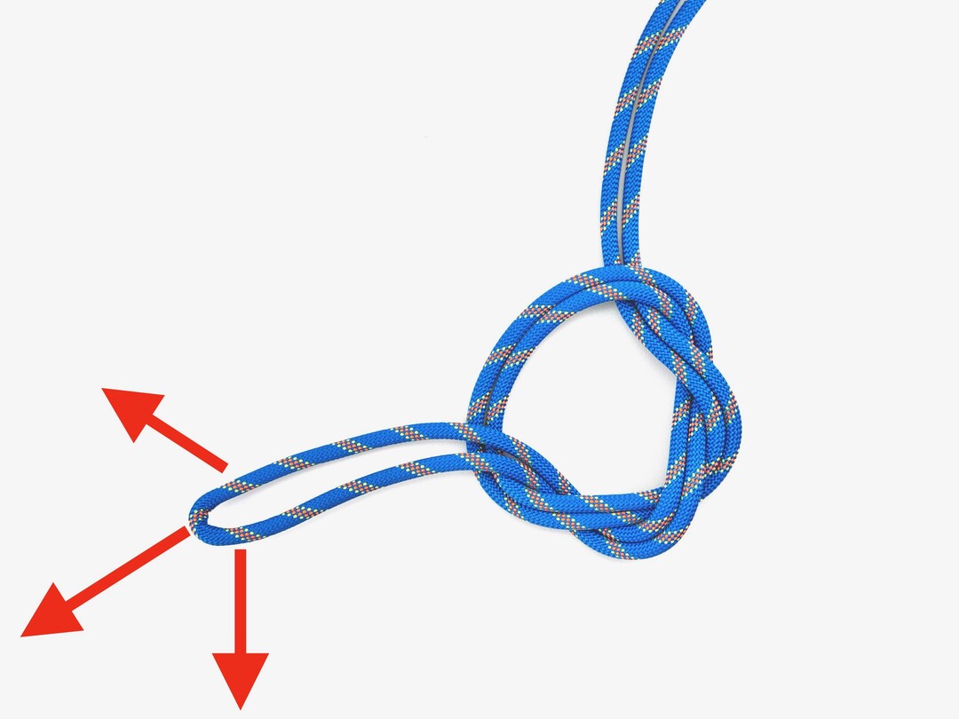 Step 3 of tying the Surgeon's Loop knot - detailed visual instruction