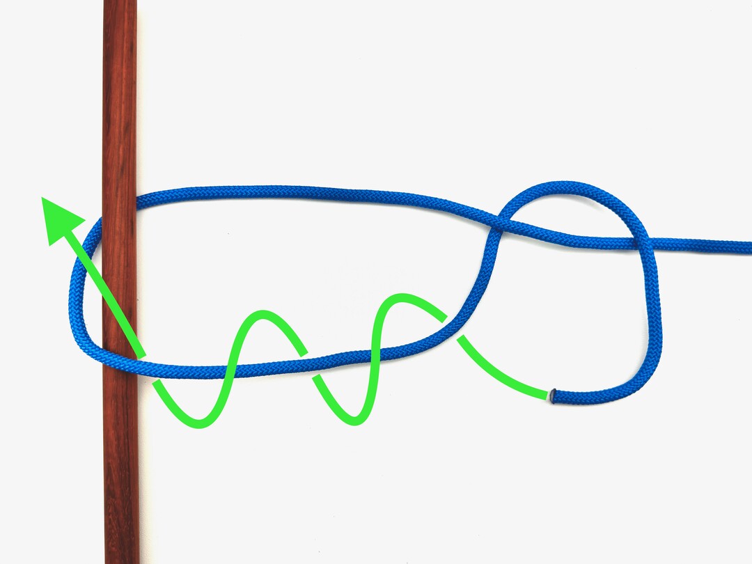 Step 2 of tying the Timber Hitch knot - detailed visual instruction