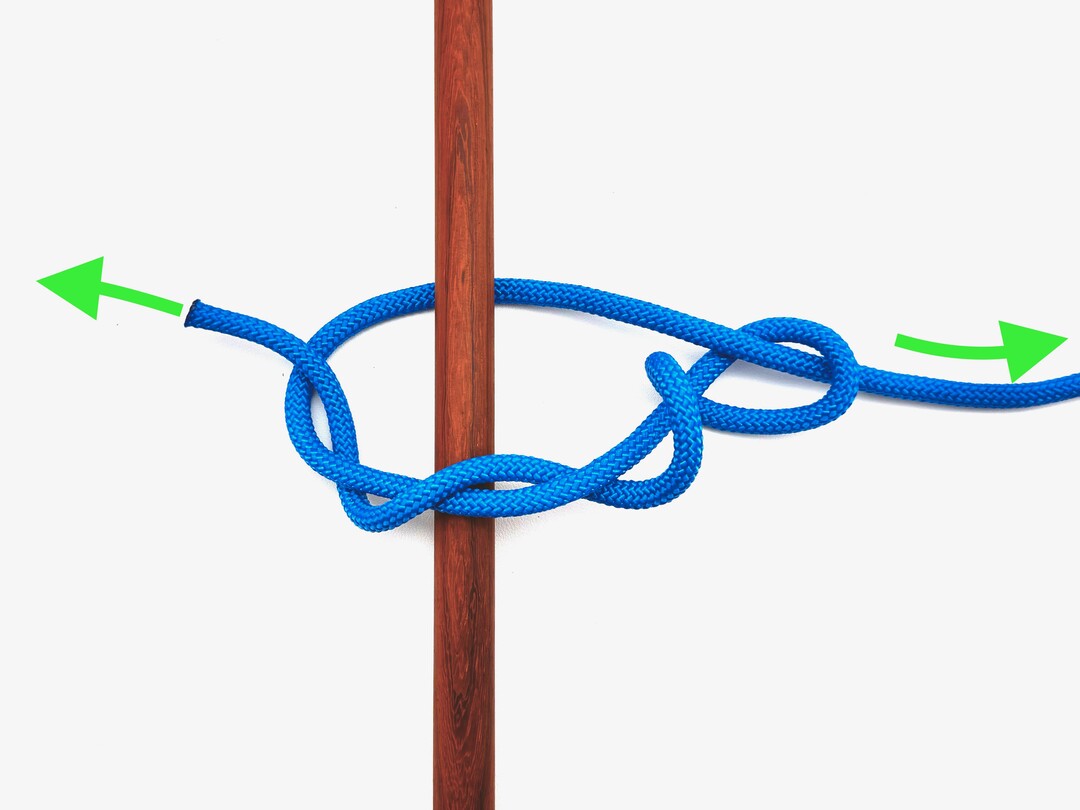 Step 3 of tying the Timber Hitch knot - detailed visual instruction