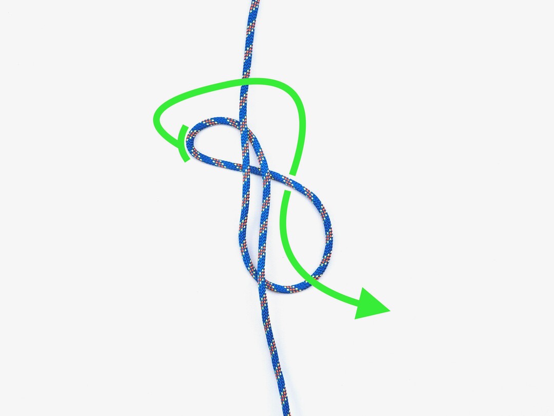 Step 2 of tying the Trucker's Hitch knot - detailed visual instruction