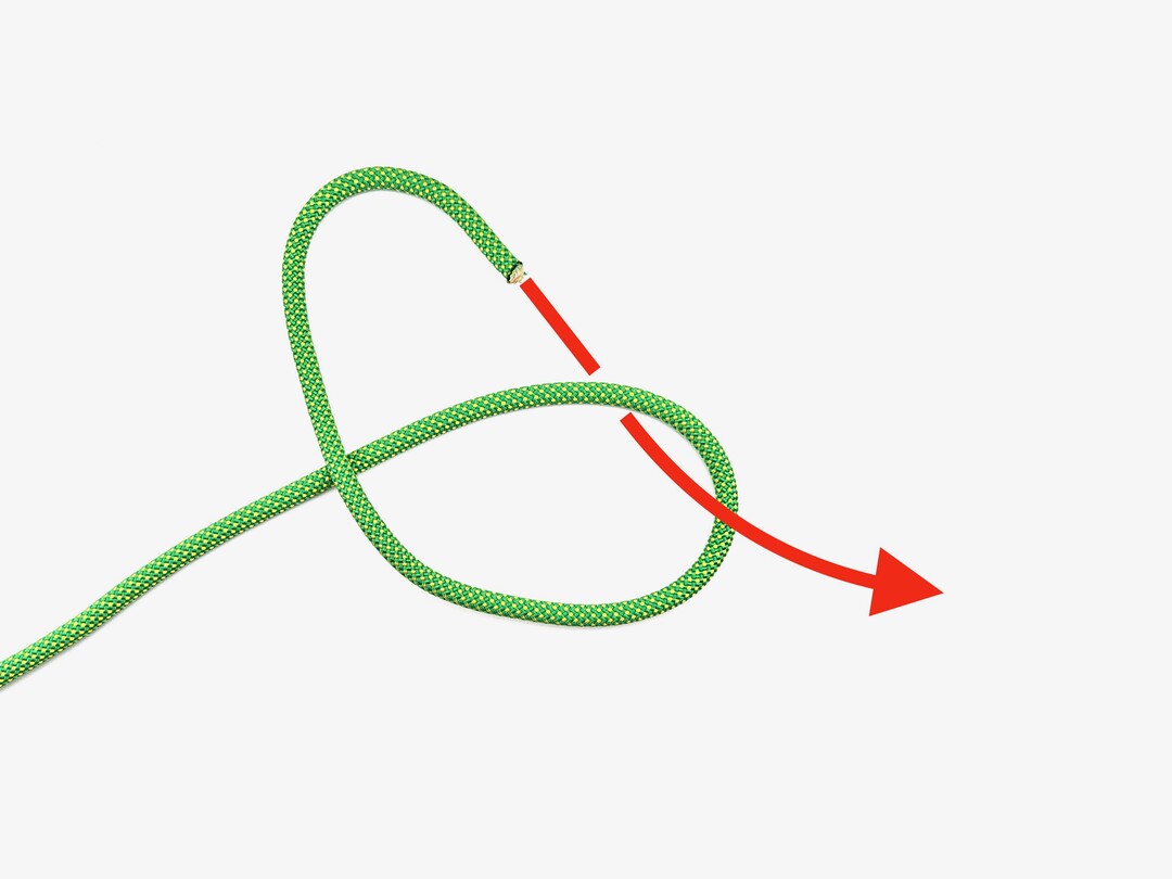 Step 2 of tying the Water Knot knot - detailed visual instruction